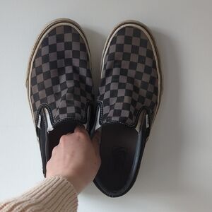 Vans Men's Black Checkered Slip-On Shoes